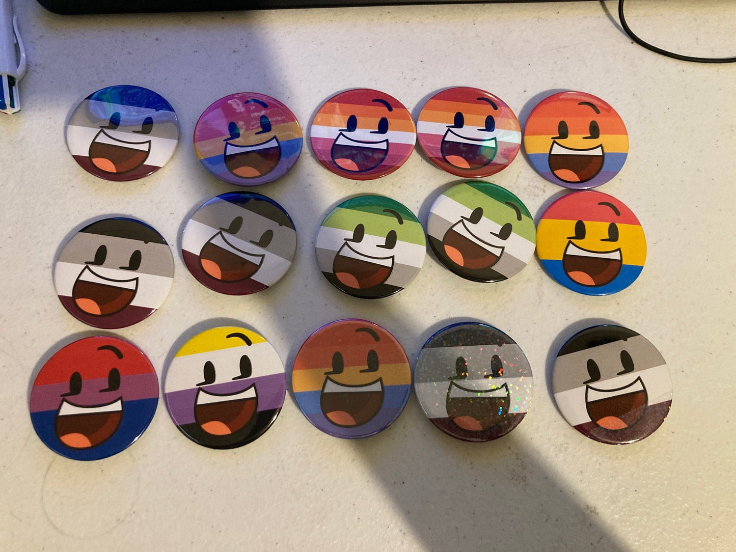 BFDI Face Pride Flag Button Pins - Object shows