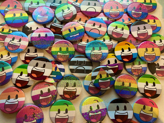 BFDI Face Pride Flag Button Pins - Object shows